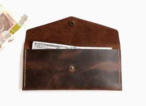 Custom Logo Handmade Luxury Leather Wallet Wholesale Long Envelope Money Pouch Clutch Bag Elegant Coin Purse Vendor Card <b>Holder</b> - Product Image 3