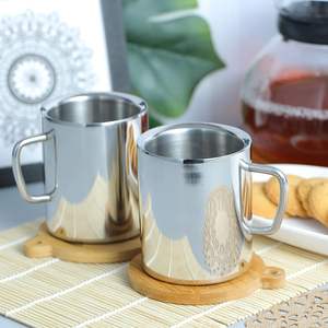 Juego de tazas grandes de té y café de doble pared de acero inoxidable para bebidas frías y calientes - Product Image 4