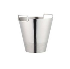 Brushed Stainless Steel Ice Bucket - Minimalist Tapered Design with Integrated Slim-<b>Profile</b> Square Handles - Minimalist Tapered - Product Image 3