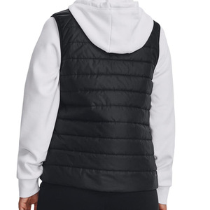 Chaleco Acolchado Ligero para Mujer con Cuello Alto y Cremallera, Estilo Deportivo Casual Europeo Americano, Chaleco Tejido Cálido Negro para Exportación - Product Image 4
