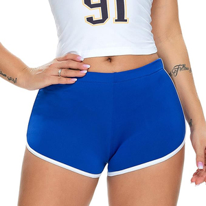 Women Royal Blue <b>Booty</b> Shorts with Contrast White Trim Retro Style Activewear Gym Shorts for Workout Yoga - Product Image 6