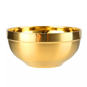 ตกแต่งรอบชามชุบทองสแตนเลสสลัดที่ให้บริการชามผลไม้สำหรับเคาน์เตอร์ห้องครัวที่สง่างามชามกลาง - Product Image 3