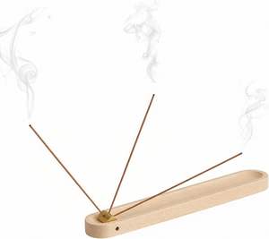 Soporte de incienso de madera para varillas con recogedor de cenizas, quemador de incienso de latón con 3 orificios, soporte de madera para varillas de incienso para meditación - Product Image 6