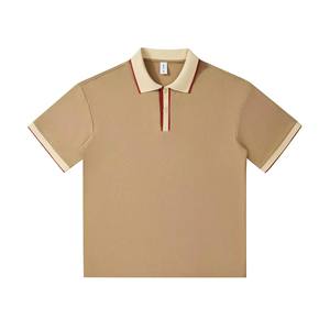 เสื้อโปโลแขนสั้นผู้ชาย สีกรมท่า ผ้าปิเก้ถัก สไตล์พรีปปี้ ระบายอากาศได้ดี ทรงปกติ - Product Image 5