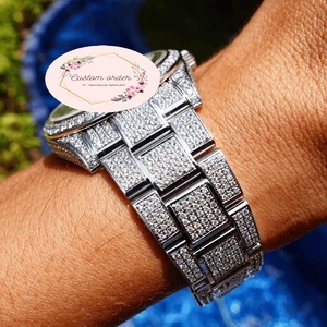 Unisex 41mm Dial Diameter VVS Moissanite Hip Hop Wristwatch Fully <b>Iced</b> Stainless Steel Band Fashionable Watch For Him - Product Image 3