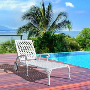 Chaise longue élégante en aluminium blanc, 1 pièce - Product Image 1
