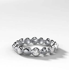 Cut Lab Grown Diamond Gold Plated 9k <b>Bubble</b> Fashion Ring Minimalist Silver Stackable Band Featuring Bezel Lab Grown - Product Image 1