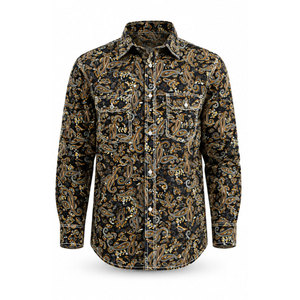 Camisa Occidental de Algodón Resistente al Fuego para Hombre de Alta Calidad 2027 - Camisa de Soldadura de Alta Resistencia con Triple Costura, Diseño Paisley y Broches de Perla - Product Image 2