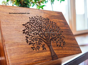 Urnes funéraires en bois de style américain en gros, gravées sur mesure avec un arbre, souvenir commémoratif pour les cendres d'un adulte - Product Image 5