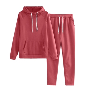 Ensemble jogging pour femmes grandes tailles, sweat-shirt et pantalon de jogging en coton uni, décontracté, respirant, personnalisé - Product Image 1