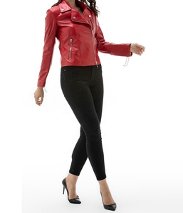 Custom Made Premium Quality Outer Sheepskin Leather <b>Biker</b> Style <b>Jacket</b> for Women Solid Tanned for Autumn Motorbike Riding - Product Image 1