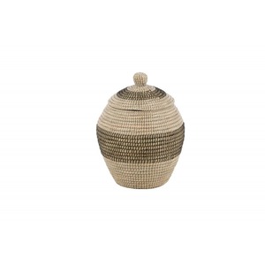 Cesta de algas marinas negras a rayas, hecha a mano, para almacenamiento, venta al por mayor, ecológica, fabricada en Vietnam - Product Image 1