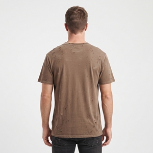 Custom Men's <b>Distressed</b> T Shirt Cotton Regular Fit Casual Short Sleeve Vintage Washed Graphic Streetwear Fashion <b>Top</b> - Product Image 6