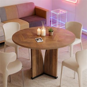 Tavolo da Pranzo Rotondo Stile Fattoria per Cucina e Soggiorno per Uso Quotidiano - Product Image 3