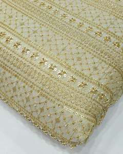 Tissu en dentelle à sequins brodés de perles pour Abaya, Kaftan, vêtements de mode, textile personnalisé, exportateur en gros - Product Image 3