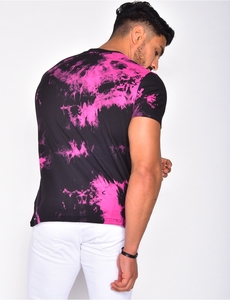 Chemise décontractée pour homme, noire et rose, à double boutonnage, sans col, à manches courtes, séchage rapide, 100 % coton, imprimée par sublimation, tricotée - Product Image 2