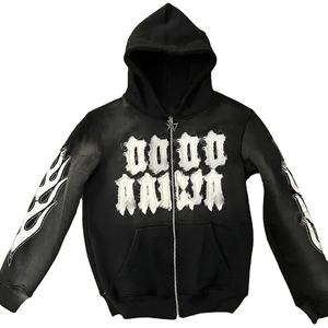 Streetwear personnalisé en coton éponge française délavé à l'acide sweat à capuche vintage de haute qualité en polaire vierge pour hommes - Product Image 4