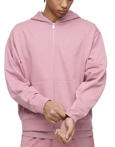 Meilleure qualité personnalisé surdimensionné hommes fermeture éclair sweats à capuche 380 GSM 100% coton lourd polaire plaine multicolore Options de BD - Product Image 1