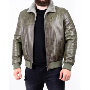 Chaqueta de Cuero Unisex con Cuello Alto Texturizado y Diseño Frontal, Color Personalizado para Grabado en Relieve - Product Image 4