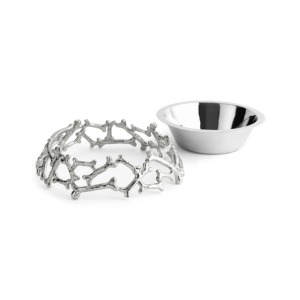 Round Silver Modern Luxury Polished Metal Coral Branch Openwork Decorative <b>Bowl</b> <b>Stand</b> <b>Dog</b> <b>Bowl</b> <b>Dog</b> Food <b>Bowl</b> - Product Image 4