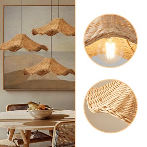 Pantalla de Lámpara Colgante de Ratán Hecha a Mano, Estilo Europeo y Asiático, Ecológica, Tejida, para Uso en Interiores - Product Image 2