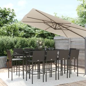 Conjunto de Bar para Jardín Rectangular Grande en Ratán Sintético Negro, Solución Elegante para Comer al Aire Libre - Product Image 1