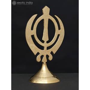 แฮนด์เมด6 "waheguru Khanda Khanda sahib รูปปั้นทองเหลืองสัญลักษณ์ทางศาสนา sikh - Product Image 1