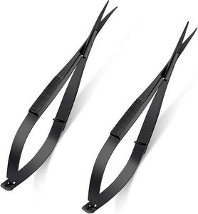 Tijeras de Precisión Curvas de Acero Inoxidable Negro Mate, Juego de 2 Piezas, Profesionales para Extensión de Pestañas y Recorte de Cejas - Product Image 1