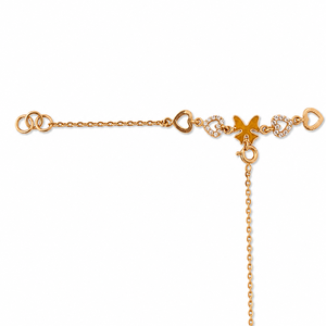 Conjunto de Pulsera y Anillo Namivaa Chapado en Oro con Circonitas Cúbicas, Corazones y Flores, Joyería de Moda con Acabado Pulido para Niñas - Product Image 3