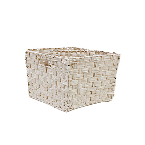 <b>Square</b> Water Hyacinth Eco-Friendly Storage <b>Basket</b> with Handle for Home Organization Modern Style Multifunctional Design - Product Image 4
