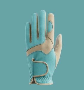 Gant de golf en cuir Cabretta pour droitier, matière PU, microfibre antidérapante, fermeture auto-agrippante, unisexe, sport, à enfiler, beige turquoise - Product Image 3