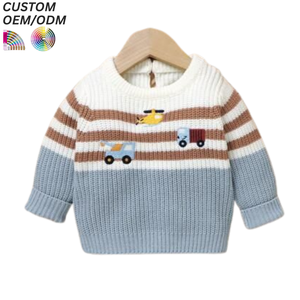 Pull-over en mélange polyester/coton anti-boulochage écoresponsable pour garçons et enfants, tricoté à la machine, vêtements d'hiver, vente en gros OEM/ODM - Product Image 4