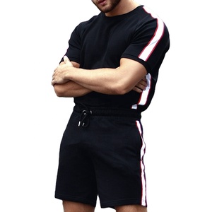 Conjunto Deportivo de Algodón Rosa para Hombre, Manga Corta, Cuello Redondo, Color Sólido, Pantalones Cortos Casuales de Verano, Corte Regular, Ligero y Transpirable - Product Image 2