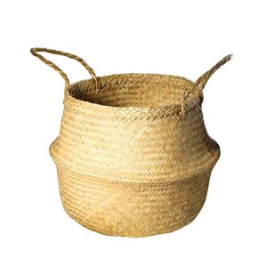 Decorative Handmade SEAGRASS <b>BELLY</b> <b>BASKETS</b> for Plant Pot Cover and Decor, Foldable Natural Fiber Storage <b>Basket</b> - Product Image 1