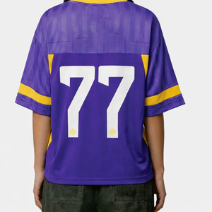 ชุดเสื้อฟุตบอลอเมริกันตาข่ายสีม่วงแบบยูนิเซ็กซ์สั่งทำพิเศษ ระบายอากาศได้ดี ผลิตจากโพลีเอสเตอร์ ชุดยูนิฟอร์มทีม รับผลิตแบบ OEM แบรนด์ส่วนตัว ผู้ผลิตจำนวนมาก สหรัฐอเมริกา - Product Image 4