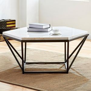 Meubles de salon de luxe, table basse contemporaine en marbre, table basse en métal doré, table basse élégante, table basse haut de gamme - Product Image 6