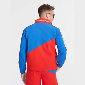 <b>Men's</b> Color Blocking Track <b>Jacket</b> Set Red Blue White <b>Summer</b> Sporty Quick Dry Knitted Outerwear Short Sleeve Two Piece - Product Image 4