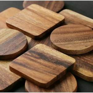 Posavasos Artesanal de Madera de Acacia Natural, Alta Durabilidad y Resistencia a la Humedad, Bandeja para Servir Té y Café, Artesanía en Madera de Bambú - Product Image 1