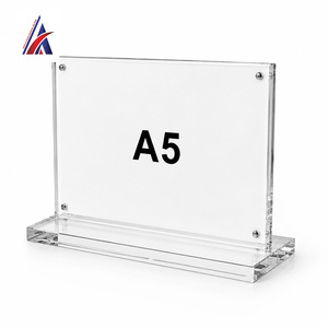 Premium Supplier Acrylic T Stand Magnetic <b>A5</b> Landscape Table Top Sign Holder Clear Menu <b>Frame</b> Double Sided Desk Display Rack - Product Image 2
