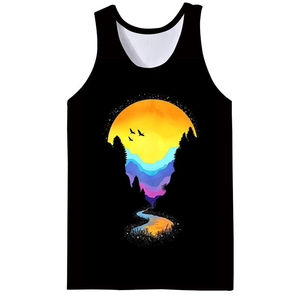 VYRRA INTERNATIONAL Men's Black Tank <b>Top</b> O-Neck Sporty Casual Knitted Breathable Polyester/Cotton Sleeveless Shirt - Product Image 1