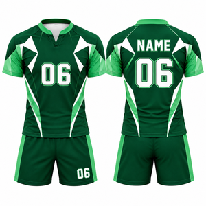 Ensemble de maillots de rugby 7v7 personnalisés imprimés par sublimation, manches courtes, uniforme pour hommes, hauts et shorts respirants, séchage rapide, entraînement d'équipe, 100% - Product Image 6