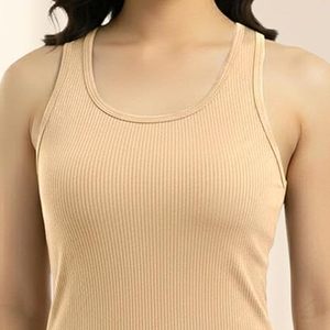 Débardeur côtelé EVERGREEN pour femme 100 % coton, style streetwear, imprimé, tricoté, écoresponsable, conçu pour les journées chaudes, doux et confortable - Product Image 1