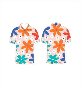 Polo personnalisé à imprimé floral grand format, manches courtes, décontracté, respirant, unisexe, tendance, pour l'été - Product Image 6