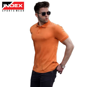 INDEX เสื้อโปโลแขนสั้นผู้ชายสีดำผ้าอ็อกซ์ฟอร์ดสีทึบลำลองระบายอากาศได้ดีทรงปกติ - Product Image 3