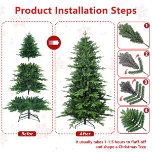 6Ft Premium Artificial <b>Christmas</b> <b>Tree</b> with 919 PE PVC Tips Metal Hinges Foldable <b>Base</b> Unlit Holiday Xmas <b>Tree</b> - Product Image 6