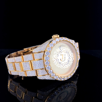 Montre de luxe de qualité supérieure en or rose sertie de diamants pour hommes, montre-bracelet Hip Hop Bling disponible au prix d'usine