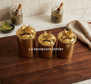 Hammered Silver Kitchen Canister Set of 3 Stainless Steel Food Storage Jars with <b>Decorative</b> Butterfly <b>Lid</b> Finials Container - Product Image 5