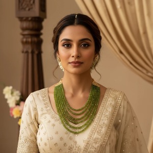 Collar de Peridoto Natural de 43cm Hecho a Mano al por Mayor, Joyería de Piedras Preciosas en Oro Rosa con Perla para Bodas, de la India - Product Image 1