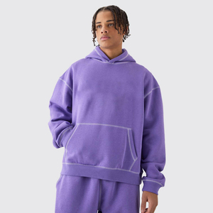 Ensemble de survêtement unisexe en molleton 100 % coton, 2 pièces, grande taille, avec sweat à capuche respirant et pantalon de jogging à séchage rapide pour l'hiver - Product Image 4