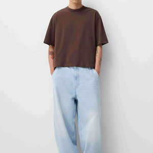 Camisetas de Moda para Hombre, Estilo Urbano, MOQ Bajo, Corte Holgado, Hombros Caídos, Ropa Masculina Moderna - Product Image 6